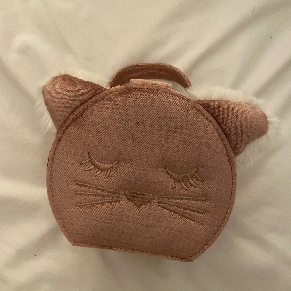 NWOT Pottery Barn Kids Pink Velvet Cat Jewelry case